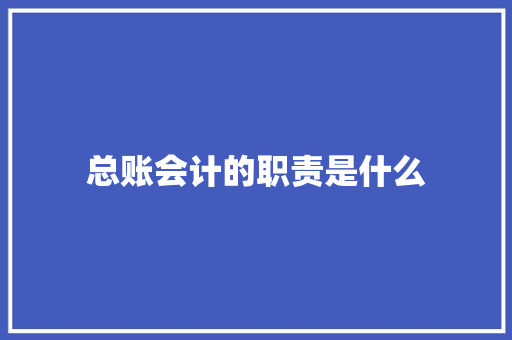 总账会计的职责是什么