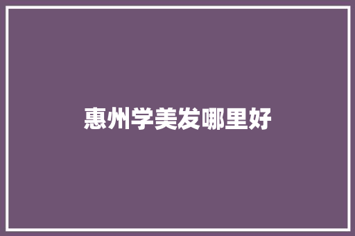 惠州学美发哪里好