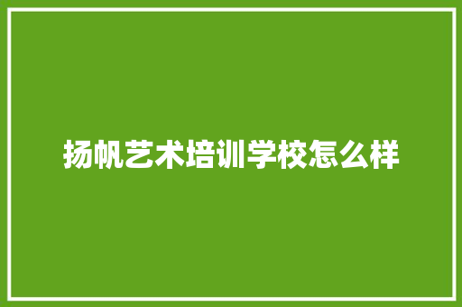 扬帆艺术培训学校怎么样 工作报告
