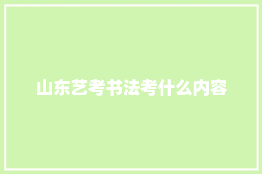 山东艺考书法考什么内容