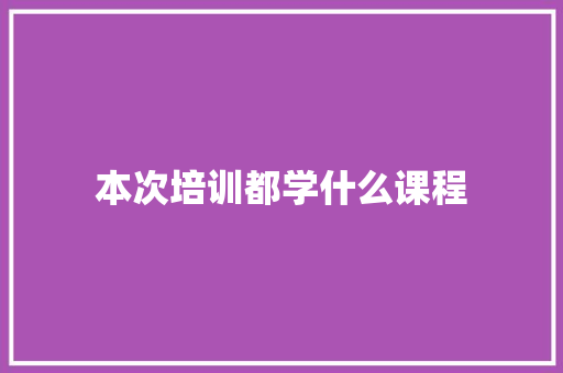 本次培训都学什么课程