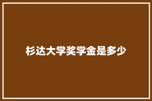 杉达大学奖学金是多少