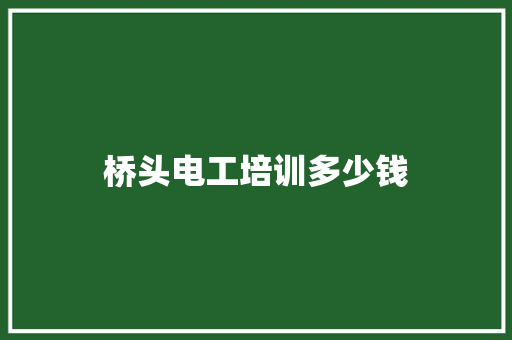 桥头电工培训多少钱