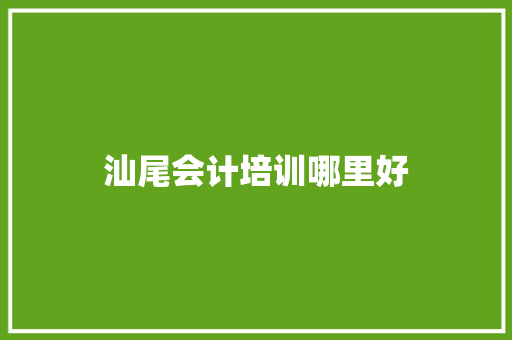 汕尾会计培训哪里好