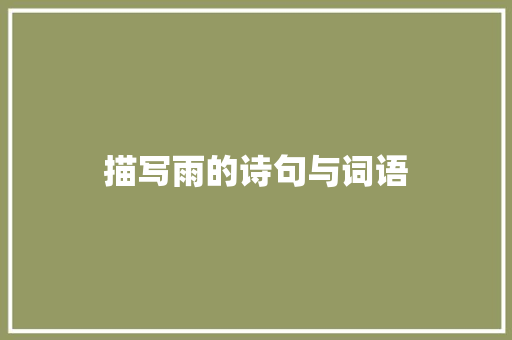描写雨的诗句与词语