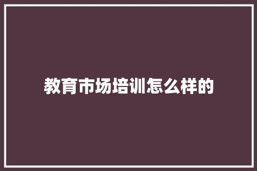 教育市场培训怎么样的 工作类
