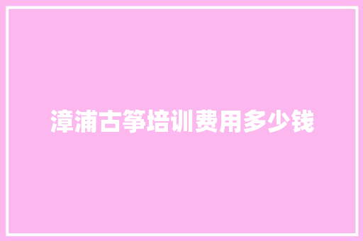 漳浦古筝培训费用多少钱
