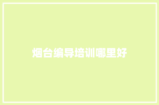 烟台编导培训哪里好
