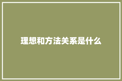 理想和方法关系是什么