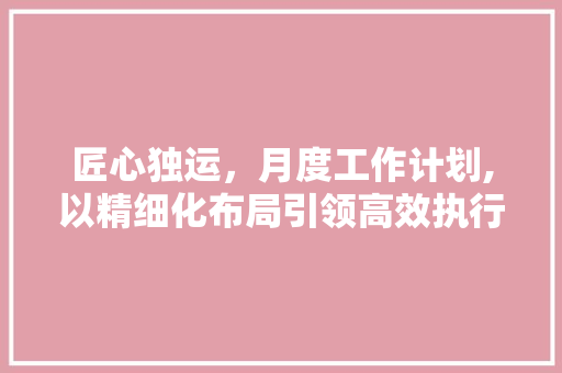 匠心独运，月度工作计划,以精细化布局引领高效执行