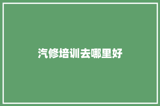 汽修培训去哪里好