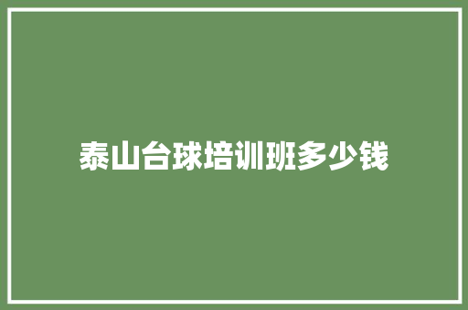 泰山台球培训班多少钱