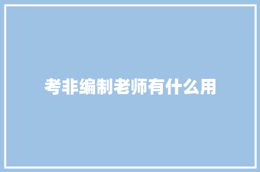 考非编制老师有什么用
