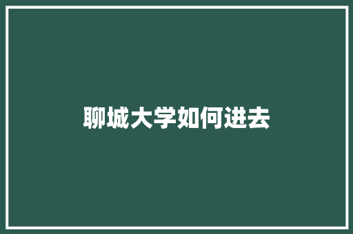 聊城大学如何进去