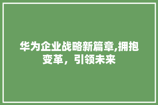 华为企业战略新篇章,拥抱变革，引领未来