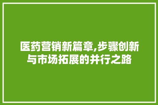 医药营销新篇章,步骤创新与市场拓展的并行之路