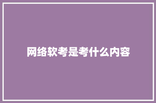 网络软考是考什么内容