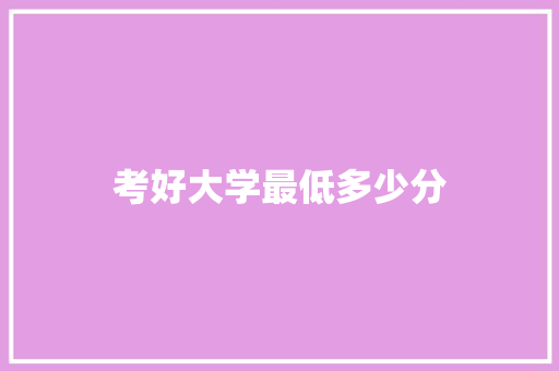 考好大学最低多少分
