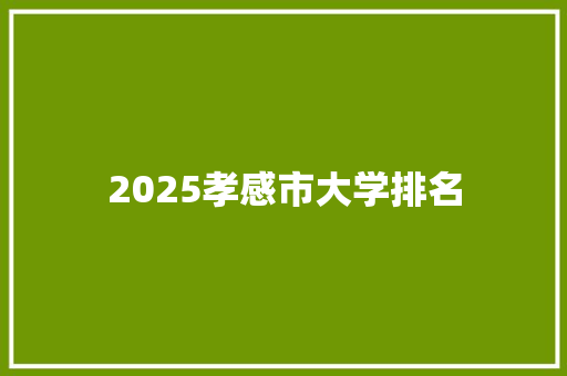 2025孝感市大学排名