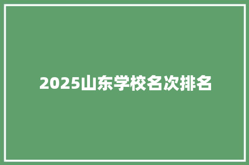 2025山东学校名次排名