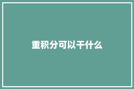 重积分可以干什么