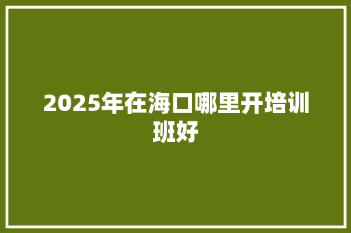 2025年在海口哪里开培训班好