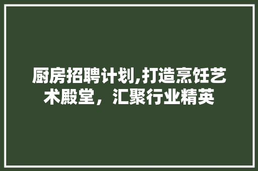 厨房招聘计划,打造烹饪艺术殿堂，汇聚行业精英