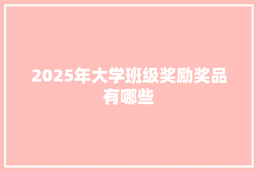 2025年大学班级奖励奖品有哪些