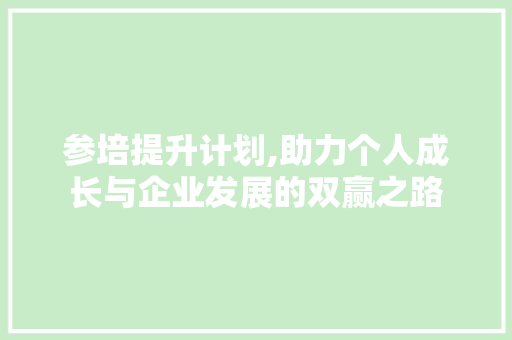 参培提升计划,助力个人成长与企业发展的双赢之路