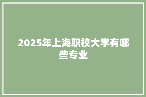 2025年上海职校大学有哪些专业