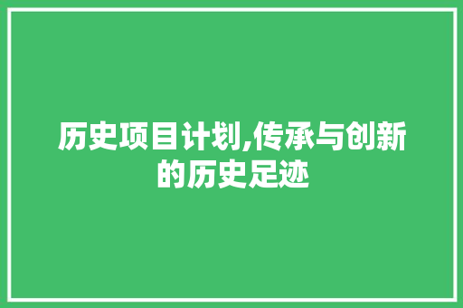 历史项目计划,传承与创新的历史足迹