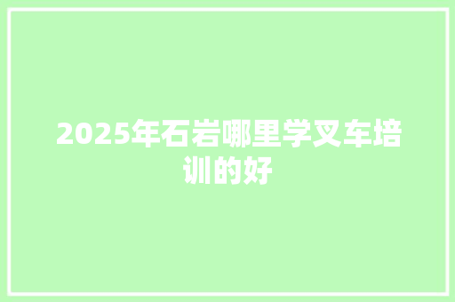 2025年石岩哪里学叉车培训的好