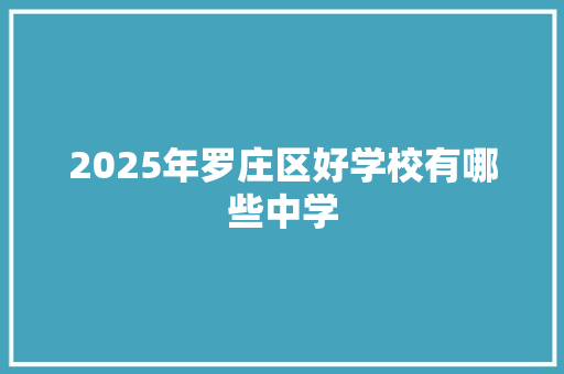 2025年罗庄区好学校有哪些中学