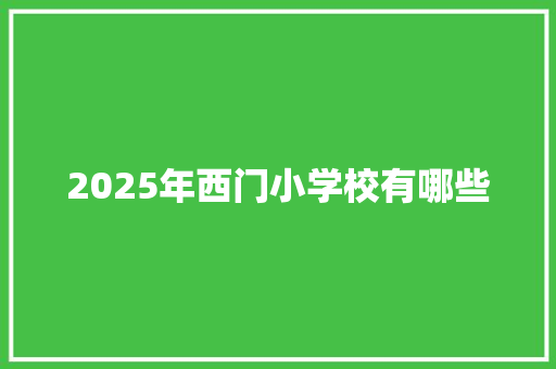 2025年西门小学校有哪些