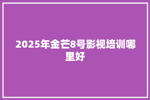 2025年金芒8号影视培训哪里好