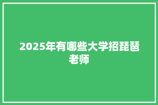 2025年有哪些大学招琵琶老师