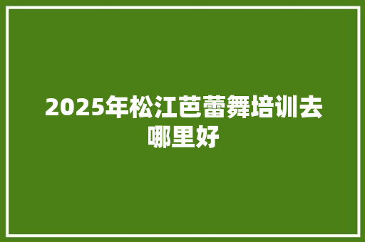 2025年松江芭蕾舞培训去哪里好