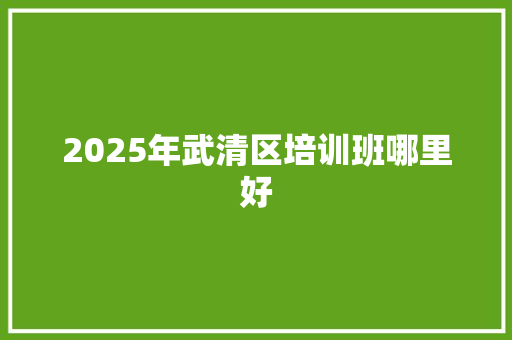2025年武清区培训班哪里好
