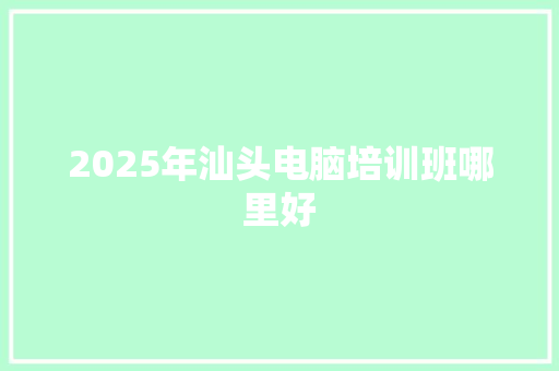 2025年汕头电脑培训班哪里好