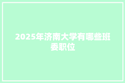 2025年济南大学有哪些班委职位