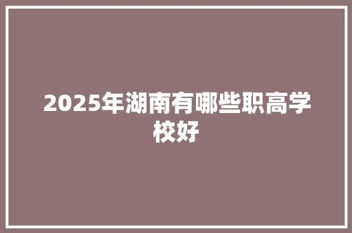 2025年湖南有哪些职高学校好