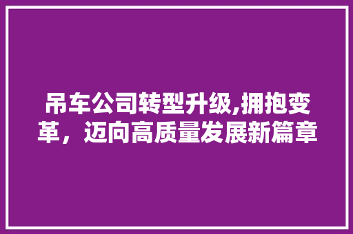吊车公司转型升级,拥抱变革，迈向高质量发展新篇章