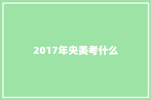 2017年央美考什么