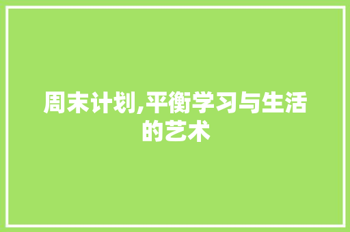 周末计划,平衡学习与生活的艺术