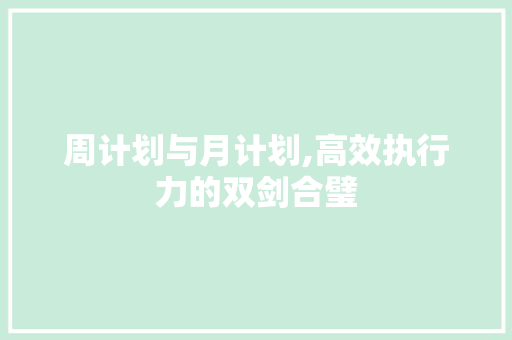 周计划与月计划,高效执行力的双剑合璧