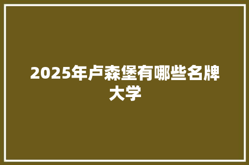 2025年卢森堡有哪些名牌大学
