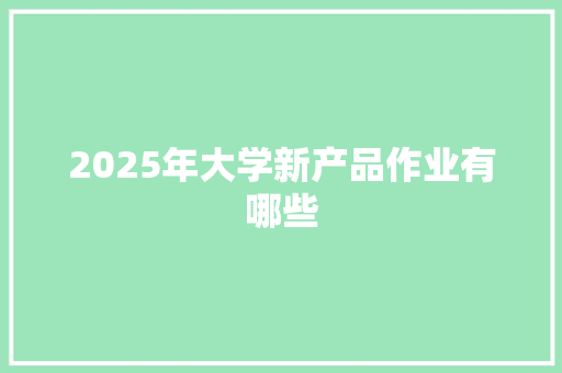 2025年大学新产品作业有哪些