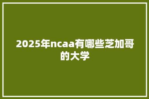 2025年ncaa有哪些芝加哥的大学