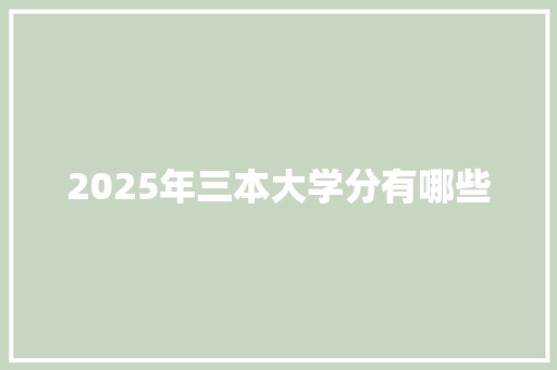 2025年三本大学分有哪些