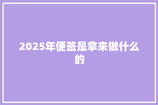 2025年便签是拿来做什么的 工作报告